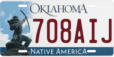 OK license plate 708AIJ
