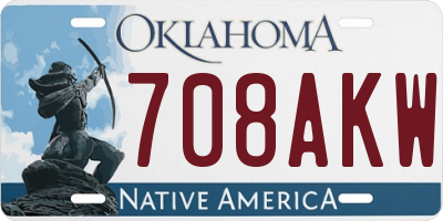 OK license plate 708AKW