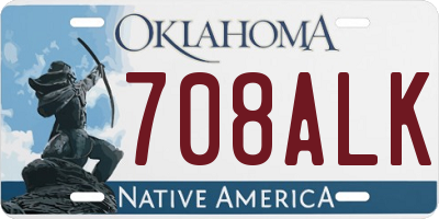 OK license plate 708ALK