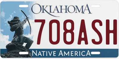 OK license plate 708ASH