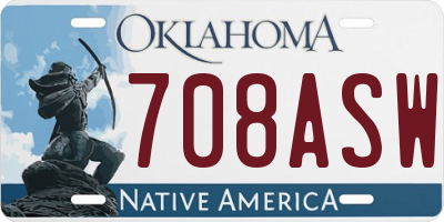 OK license plate 708ASW