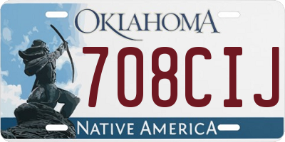 OK license plate 708CIJ
