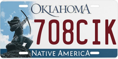 OK license plate 708CIK