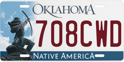 OK license plate 708CWD