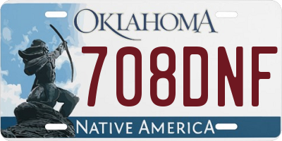 OK license plate 708DNF