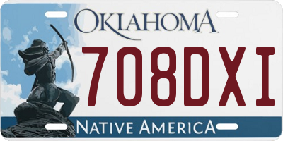 OK license plate 708DXI