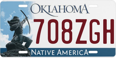 OK license plate 708ZGH