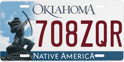 OK license plate 708ZQR