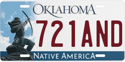 OK license plate 721AND