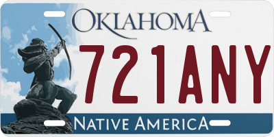 OK license plate 721ANY