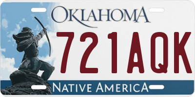 OK license plate 721AQK