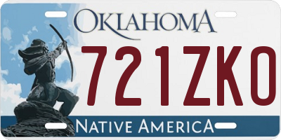 OK license plate 721ZKO