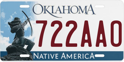 OK license plate 722AAO