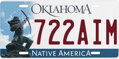 OK license plate 722AIM