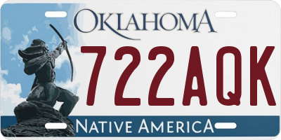 OK license plate 722AQK