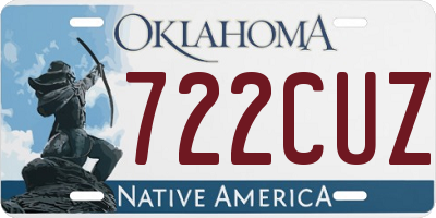 OK license plate 722CUZ