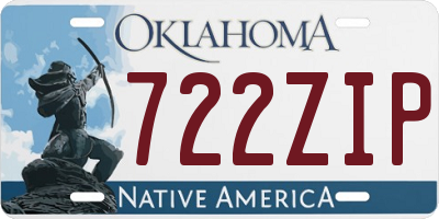 OK license plate 722ZIP