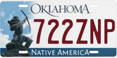 OK license plate 722ZNP