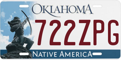 OK license plate 722ZPG