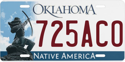 OK license plate 725ACO