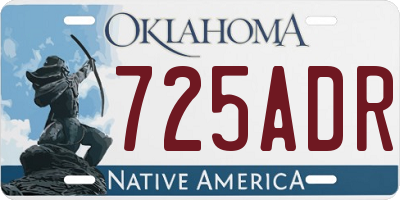 OK license plate 725ADR