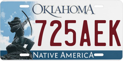 OK license plate 725AEK