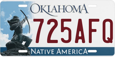OK license plate 725AFQ