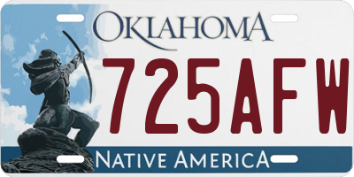 OK license plate 725AFW