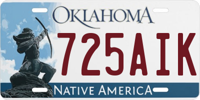 OK license plate 725AIK