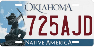 OK license plate 725AJD