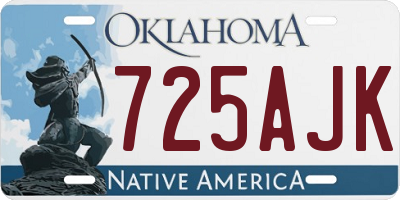 OK license plate 725AJK