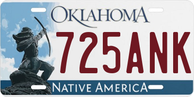 OK license plate 725ANK