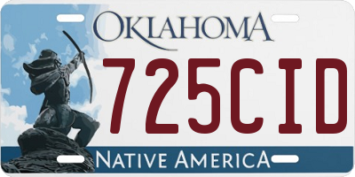OK license plate 725CID