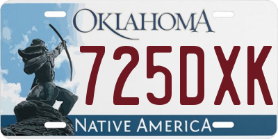 OK license plate 725DXK