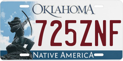 OK license plate 725ZNF