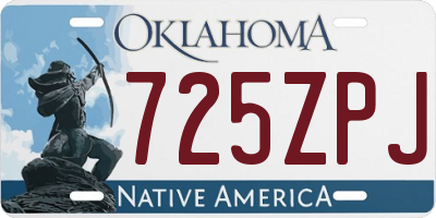 OK license plate 725ZPJ