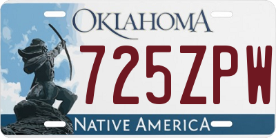 OK license plate 725ZPW