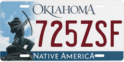 OK license plate 725ZSF