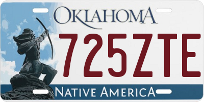 OK license plate 725ZTE