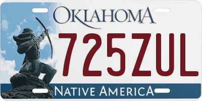 OK license plate 725ZUL