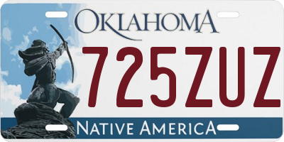 OK license plate 725ZUZ