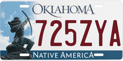 OK license plate 725ZYA