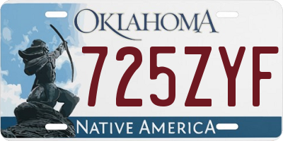 OK license plate 725ZYF