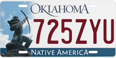 OK license plate 725ZYU