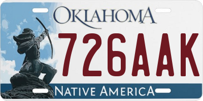 OK license plate 726AAK