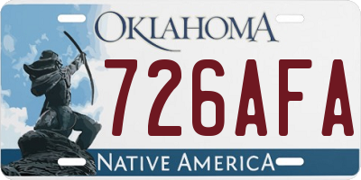 OK license plate 726AFA