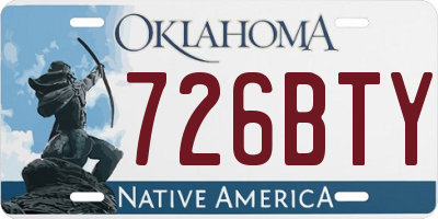 OK license plate 726BTY