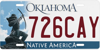 OK license plate 726CAY