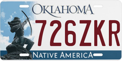 OK license plate 726ZKR