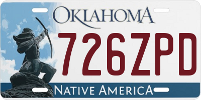 OK license plate 726ZPD